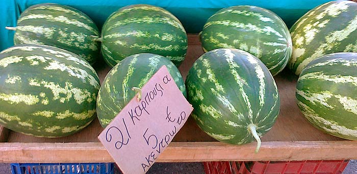 Греческие арбузы — отличные! 2 арбуза за 200 руб (в деревне — дешевле) Греческие арбузы — отличные! 2 арбуза за 200 руб (в деревне — дешевле)