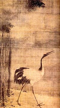 «ЖУРАВЛЬ И БАМБУК». Тохаку Хасегава (1539-1610) — японский художник, основатель школы живописи периода Момояма (1572-1615). «ЖУРАВЛЬ И БАМБУК». Тохаку Хасегава (1539-1610) — японский художник, основатель школы живописи периода Момояма (1572-1615).