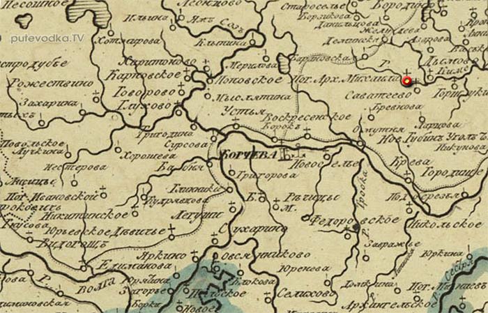 Церковь Архангела (Архистратига) Михаила в Архангельском в Куровичах на «Столистовой карте России 1804-1816 гг.» Церковь Архангела (Архистратига) Михаила в Архангельском в Куровичах на «Столистовой карте России 1804-1816 гг.»