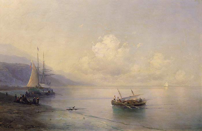 Малага. Морской пейзаж. 1854г. 44х53,5см. Феодосийская картинная галерея. Малага. Морской пейзаж. 1854г. 44х53,5см. Феодосийская картинная галерея.
